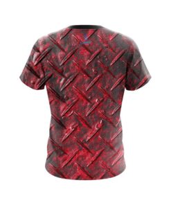 Alternative view of Plain Red Diamond Plate CoolWick Bowling Jersey