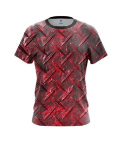 Plain Red Diamond Plate CoolWick Bowling Jersey