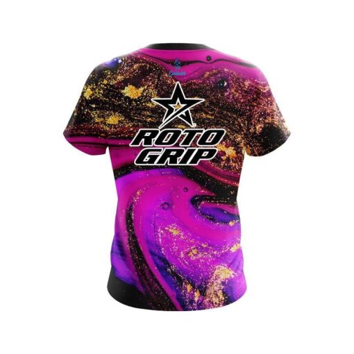 Roto Grip Magenta Gold Liquid Marble CoolWick Bowling Jersey - Image 2