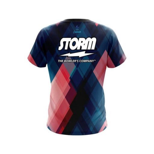 Storm Blue And Pink Diamond CoolWick Bowling Jersey - Image 2