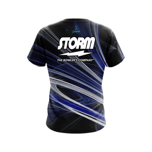 Storm Blue Motion Swirl CoolWick Bowling Jersey - Image 2