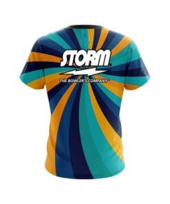 Alternative view of Storm Orange And Blue Color Swirl CoolWick Bowling Jersey