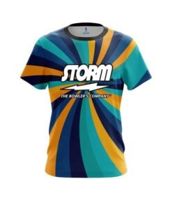 Storm Orange And Blue Color Swirl CoolWick Bowling Jersey