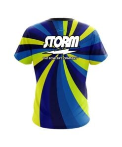 Alternative view of Storm Blue And Yellow Color Swirl CoolWick Bowling Jersey