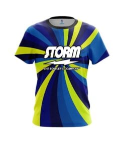 Storm Blue And Yellow Color Swirl CoolWick Bowling Jersey