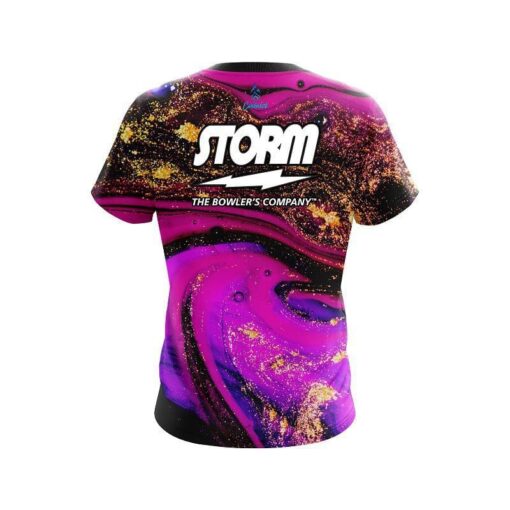 Storm Magenta Gold Liquid Marble CoolWick Bowling Jersey - Image 2