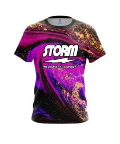 Storm Magenta Gold Liquid Marble CoolWick Bowling Jersey