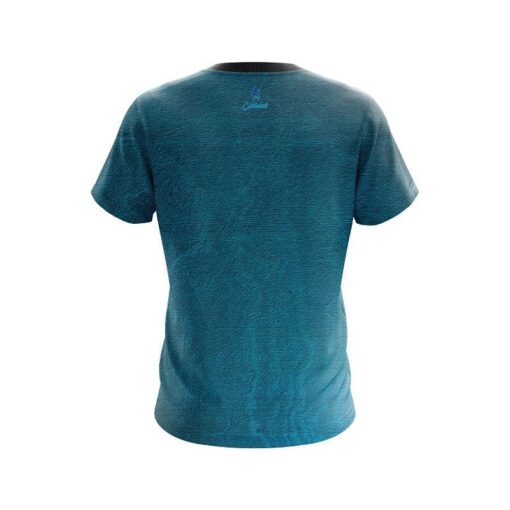 Plain Teal Grunge Canvas CoolWick Bowling Jersey - Image 2