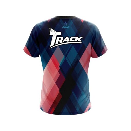 Track Blue And Pink Diamond CoolWick Bowling Jersey - Image 2