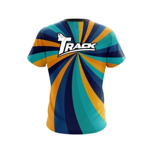 Track Orange And Blue Color Swirl CoolWick Bowling Jersey - Image 2