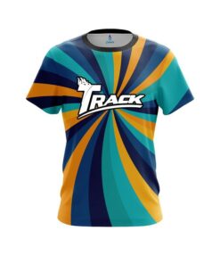 Track Orange And Blue Color Swirl CoolWick Bowling Jersey