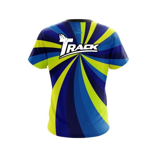 Track Blue And Yellow Color Swirl CoolWick Bowling Jersey - Image 2