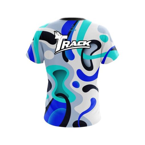 Track Modern Art Blue CoolWick Bowling Jersey - Image 2