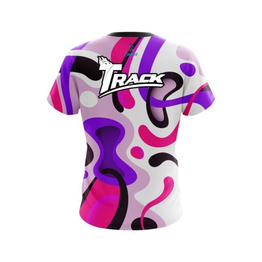 Track Modern Art Purple CoolWick Bowling Jersey - Image 2