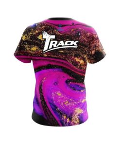 Alternative view of Track Magenta Gold Liquid Marble CoolWick Bowling Jersey