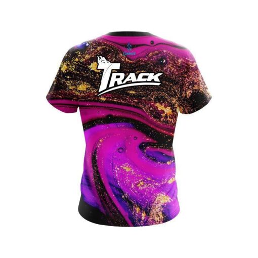 Track Magenta Gold Liquid Marble CoolWick Bowling Jersey - Image 2