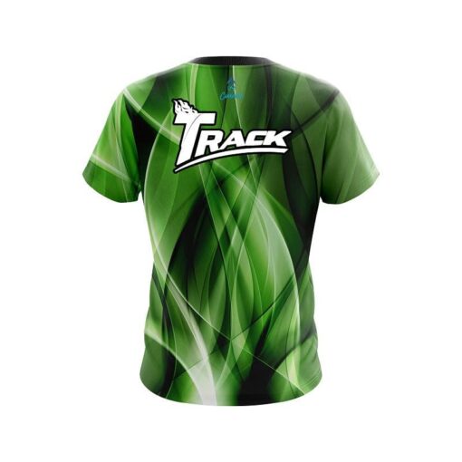 Track Wavy Green Swirl CoolWick Bowling Jersey - Image 2