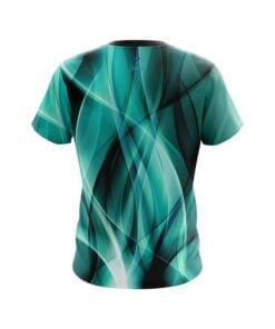 Alternative view of Plain Wavy Aqua Swirl CoolWick Bowling Jersey