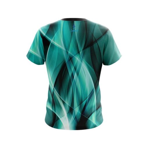 Plain Wavy Aqua Swirl CoolWick Bowling Jersey - Image 2