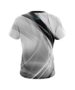 Alternative view of Plain Wavy Black And White Swirl CoolWick Bowling Jersey
