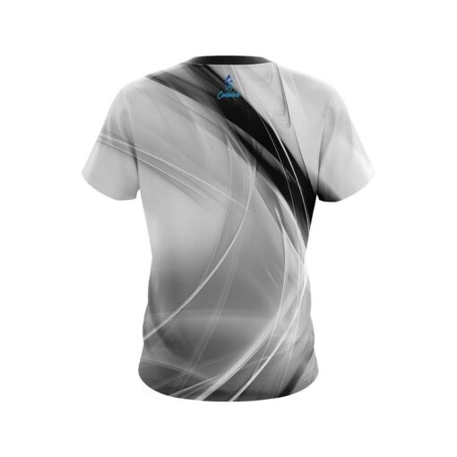 Plain Wavy Black And White Swirl CoolWick Bowling Jersey - Image 2
