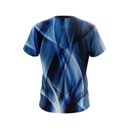 Plain Wavy Blue Swirl CoolWick Bowling Jersey - Image 2