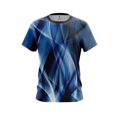 Plain Wavy Blue Swirl   CoolWick Bowling Jersey
