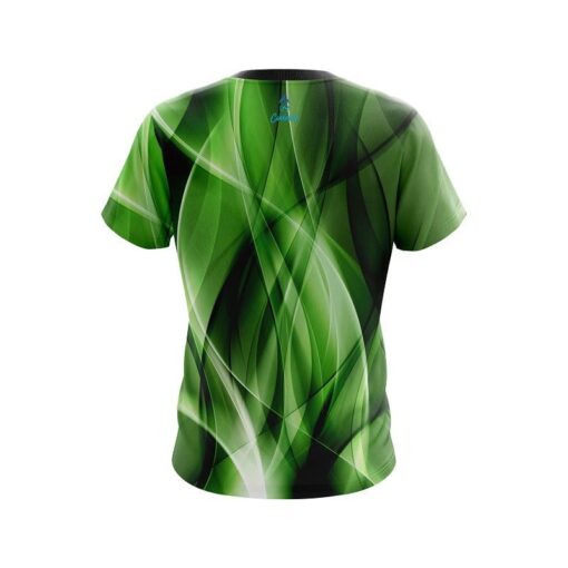 Plain Wavy Green Swirl CoolWick Bowling Jersey - Image 2