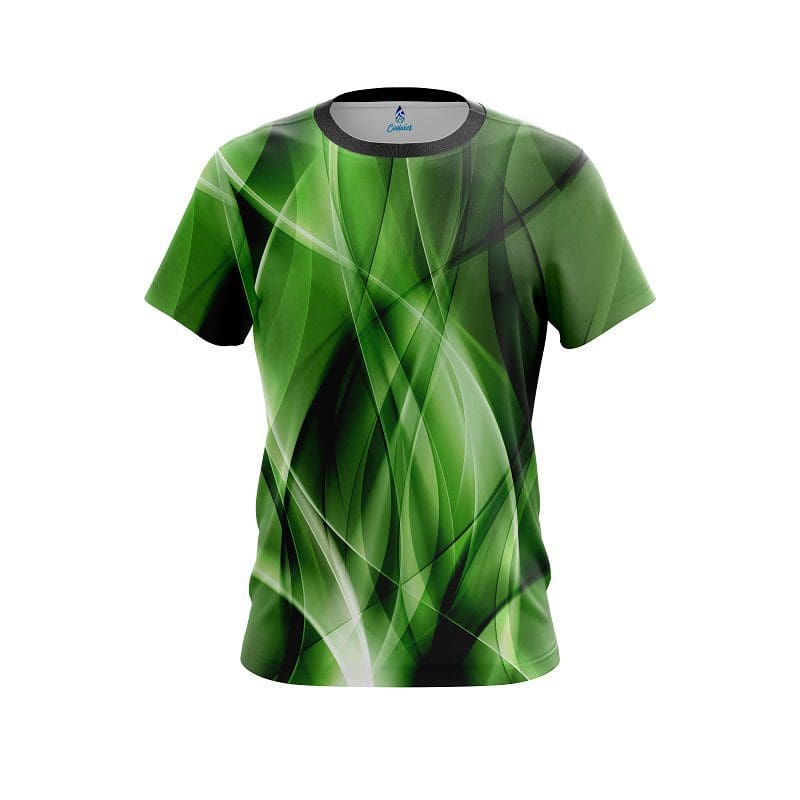 Plain Wavy Green Swirl CoolWick Bowling Jersey