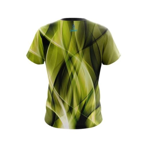 Plain Wavy Yellow Swirl CoolWick Bowling Jersey - Image 2