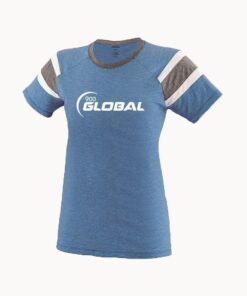 900 Global Women's Space Time Continuum Royal Blue White Bowling T-Shirt
