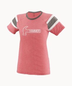Hammer Women's Viral Red White Bowling T-Shirt