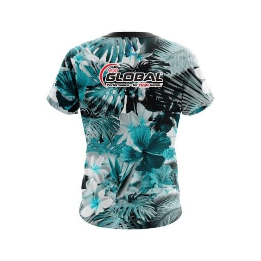 900 Global Aqua Tropical Leafs Effect CoolWick Bowling Jersey - Image 2