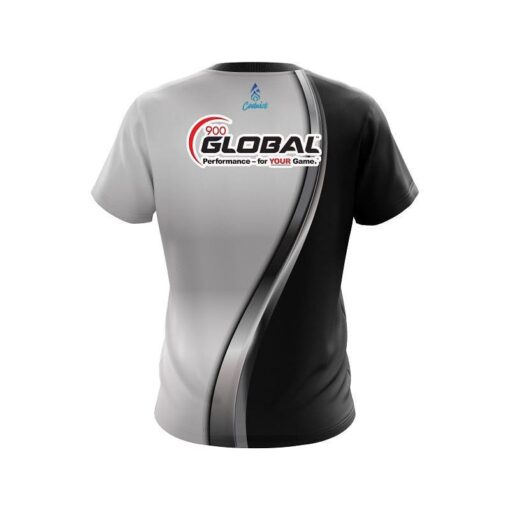 900 Global Black And Silver Helix CoolWick Bowling Jersey - Image 2
