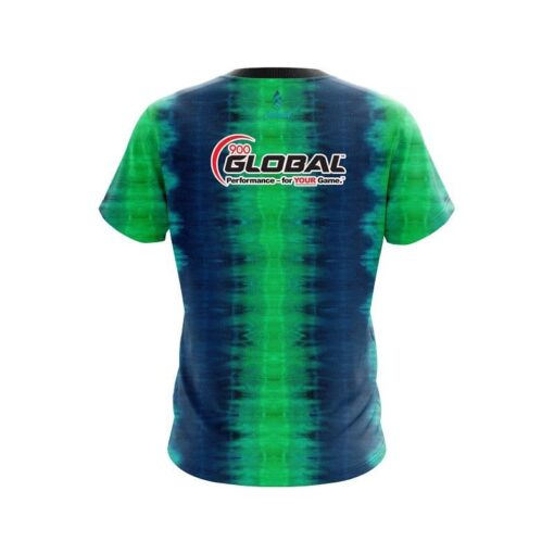 900 Global Blue And Green Tie Dye CoolWick Bowling Jersey - Image 2