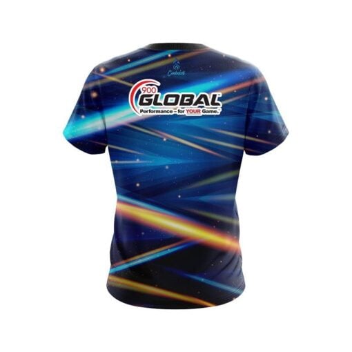 900 Global Blue Futuristic Rays CoolWick Bowling Jersey - Image 2