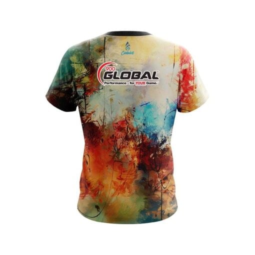 900 Global Colorful Painted Canvas Grunge CoolWick Bowling Jersey - Image 2