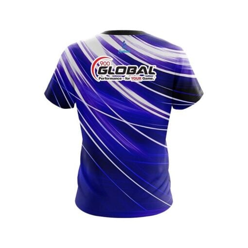900 Global Deep Blue Stripes CoolWick Bowling Jersey - Image 2