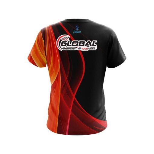 900 Global Deep Orange Curve CoolWick Bowling Jersey - Image 2