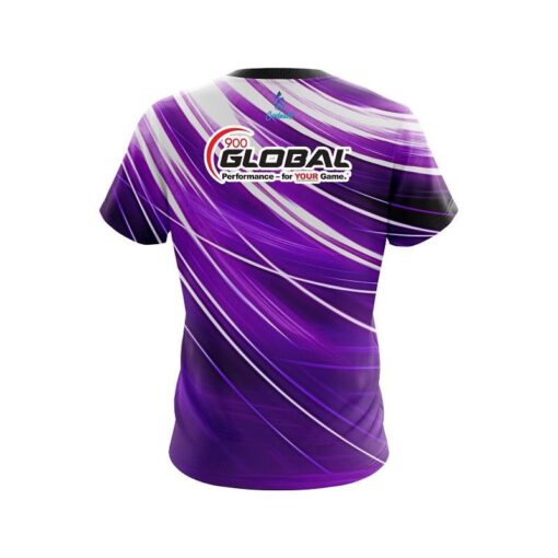 900 Global Deep Purple Stripes CoolWick Bowling Jersey - Image 2