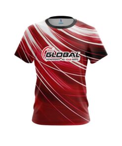 900 Global Deep Red Stripes CoolWick Bowling Jersey