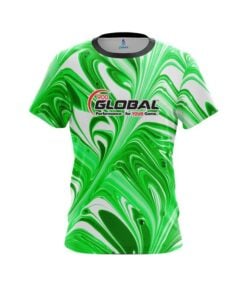 900 Global Green And White Liquid Swirls CoolWick Bowling Jersey