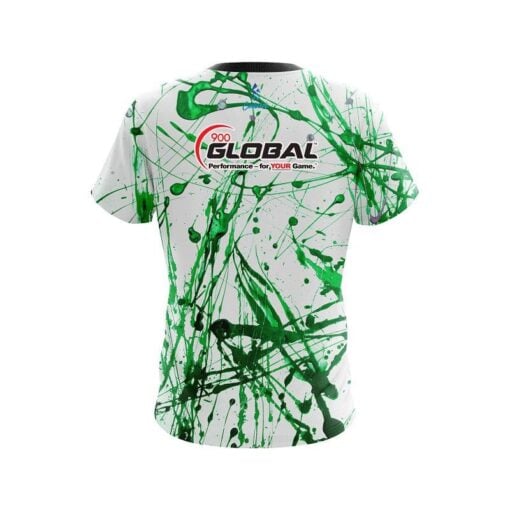 900 Global Green Paint Splash CoolWick Bowling Jersey - Image 2