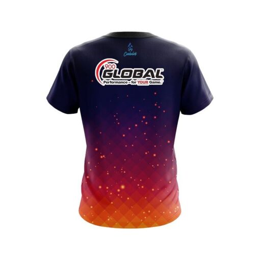 900 Global Orange And Pink Fire Sparks CoolWick Bowling Jersey - Image 2