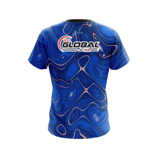 900 Global Psychedelic Blue Flow CoolWick Bowling Jersey - Image 2