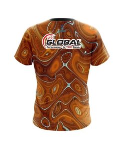 Alternative view of 900 Global Psychedelic Orange Flow CoolWick Bowling Jersey
