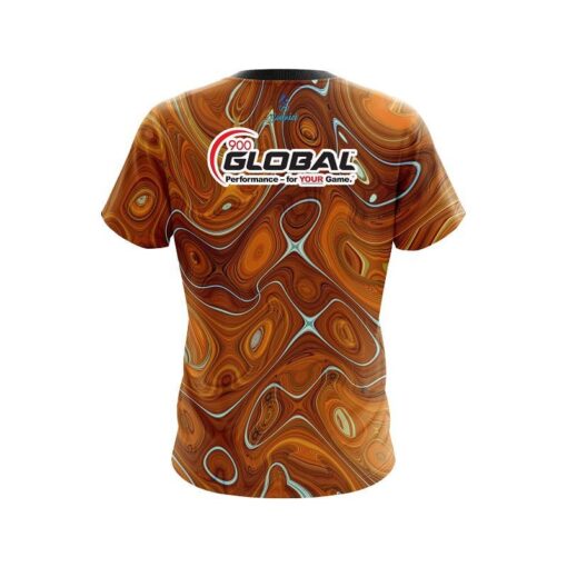 900 Global Psychedelic Orange Flow CoolWick Bowling Jersey - Image 2