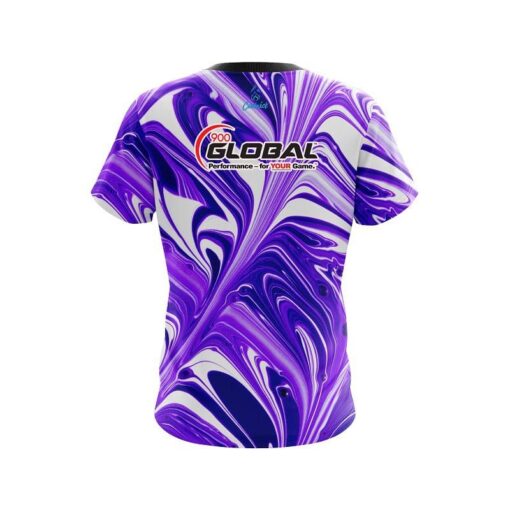 900 Global Purple And White Liquid Swirls CoolWick Bowling Jersey - Image 2