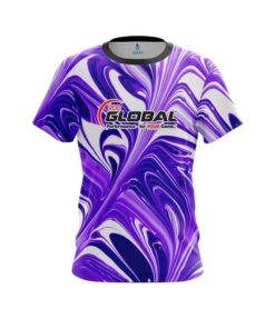 900 Global Purple And White Liquid Swirls CoolWick Bowling Jersey