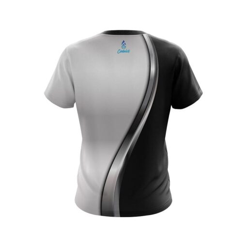 Plain Black And Silver Helix CoolWick Bowling Jersey - Image 2